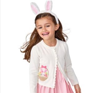 4T Toddler Girls Embroidered Bunny Cardigan - Spring Celebrations